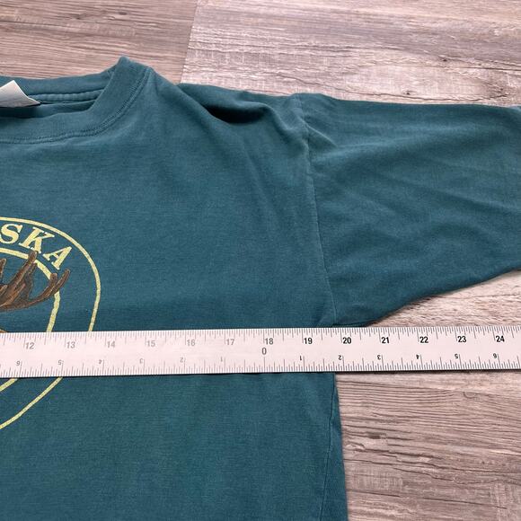Vintage Sherry Alaska Moose Head Teal Brown Mens L Destination Graphic Retro Tee - Picture 6 of 8